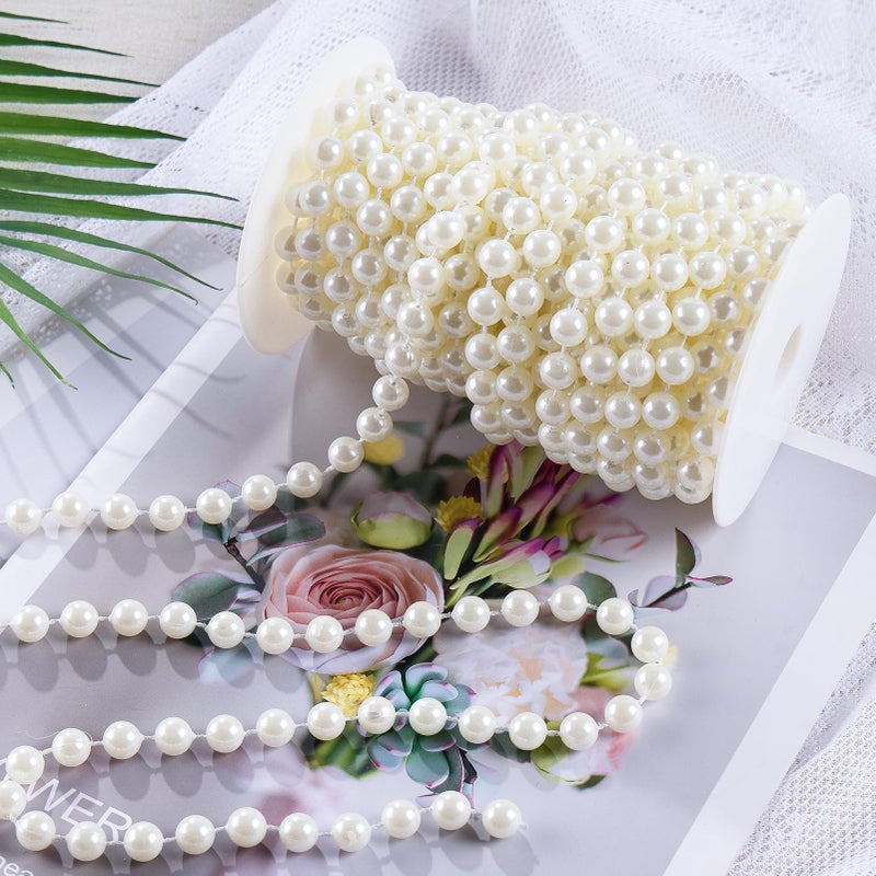 AdasBridal Pearls String Beads 33 Feet Faux Pearls Roll for Crafting Christmas Tree Garland Flowers DIY Wedding Party Centerpiece Party Jewelry Decoration (10mm Ivory) - Image 3